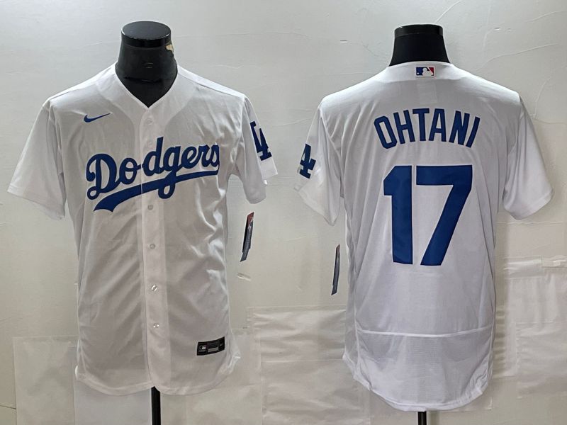 Men Los Angeles Dodgers #17 Ohtani White Nike Elite MLB Jersey style 1